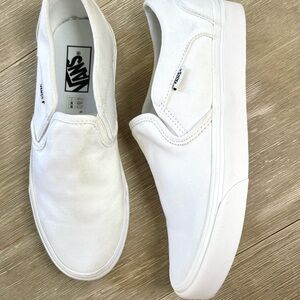 Vans women’s Classic White Slip-On Sneakers